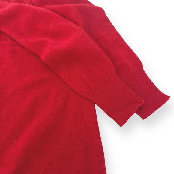 NEW $160 BCBGMAXAZRIA Wool Blend Red Dress Rhinestones Sheath Long Sleeve Medium - Picture 8 of 11